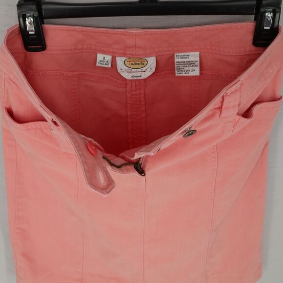 Talbots Skirt Petites 2P Salmon Pink Stretch Cotton Denim Jean Pockets Tiny Flaw - Picture 9 of 10